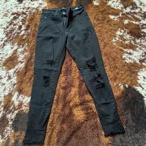 Size 25 KanCan Distressed Black Skinny Jeans